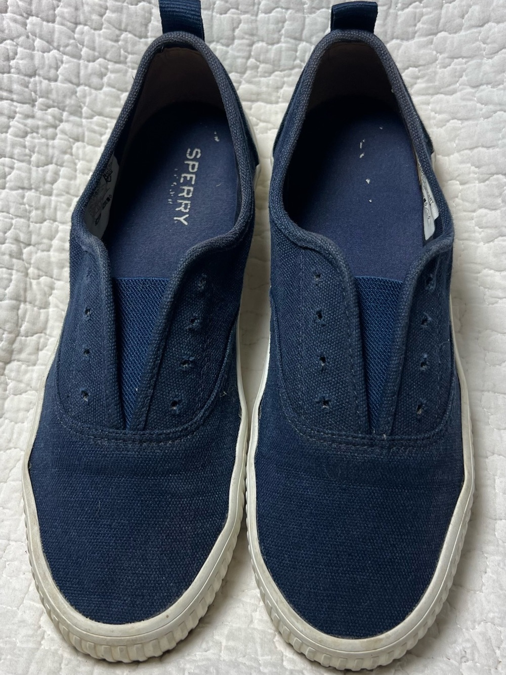 SPERRY Laceless Blue Canvas Low Top Classic Women's Sneakers Size 9